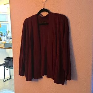 Lane Bryant Open Front Textured Cardigan – Burgundy | 26/28